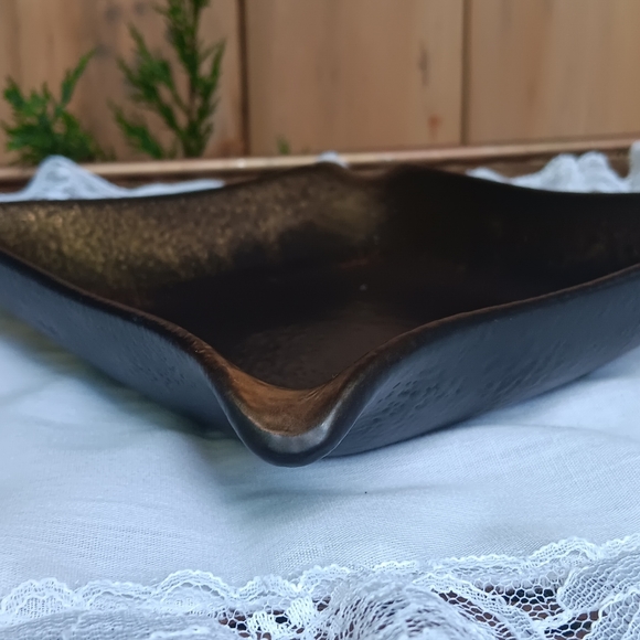 Vintage Sascha Brastoff Gold and Black Square Pottery Dish - Picture 6 of 11